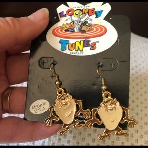 NEW Vintage 1992 Looney Tunes Tasmania Devil Pierced Earrings